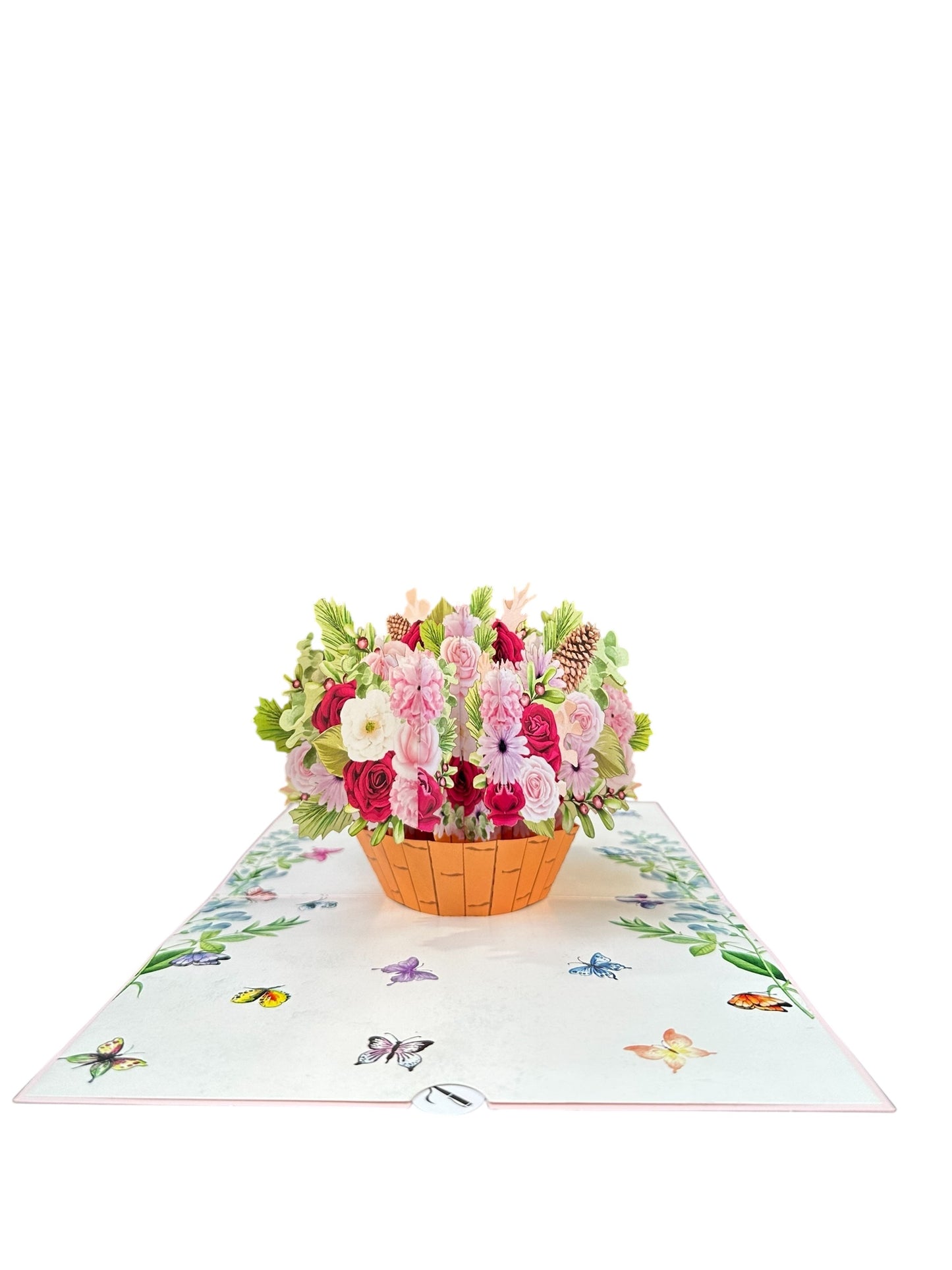 Colorful Rose and Daisy Basket Pop Up Card