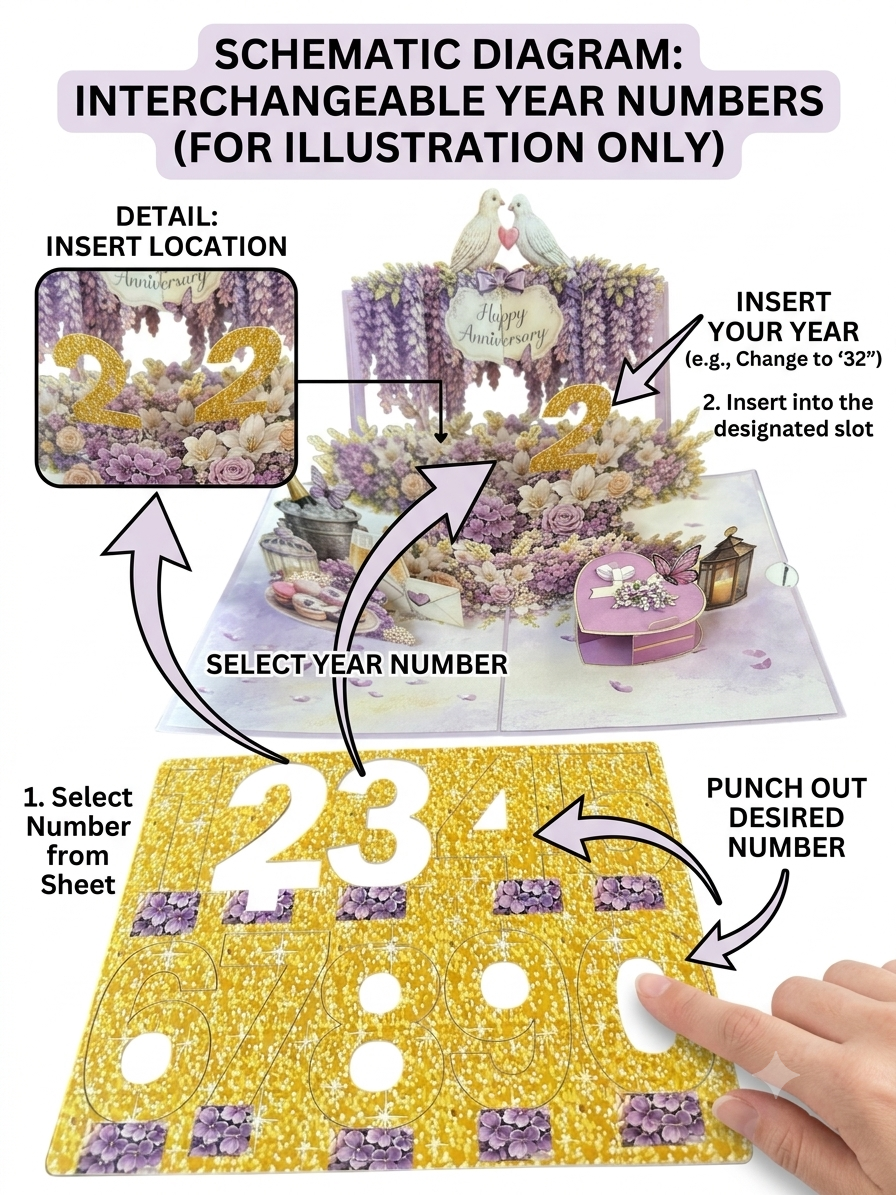 Wedding Anniversary with numbers   Pop Up Card