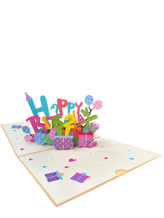 Happy  Birthday with number  Pop Up Card