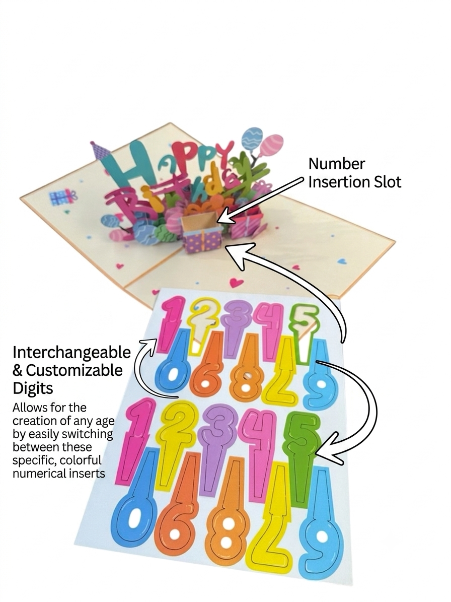 Happy  Birthday with number  Pop Up Card