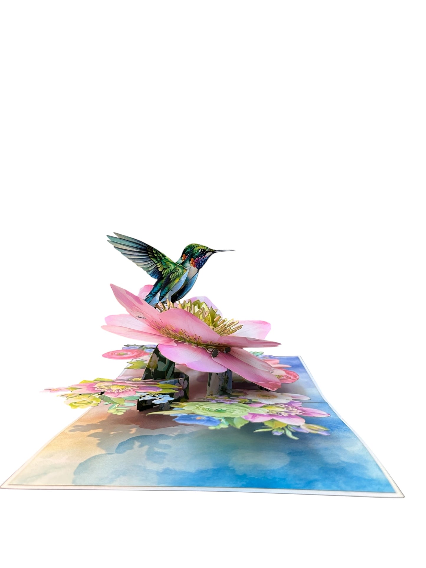 Hummingbird & Hellebore Flower Pop Up Card