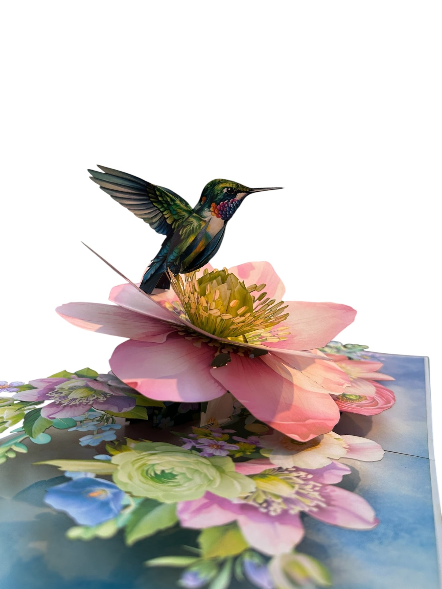 Hummingbird & Hellebore Flower Pop Up Card