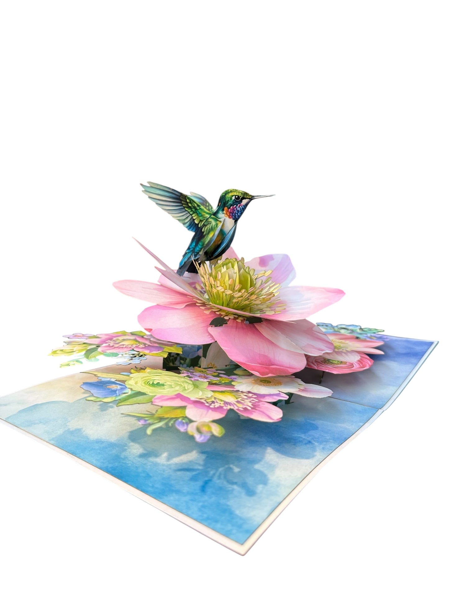 Hummingbird & Hellebore Flower Pop Up Card