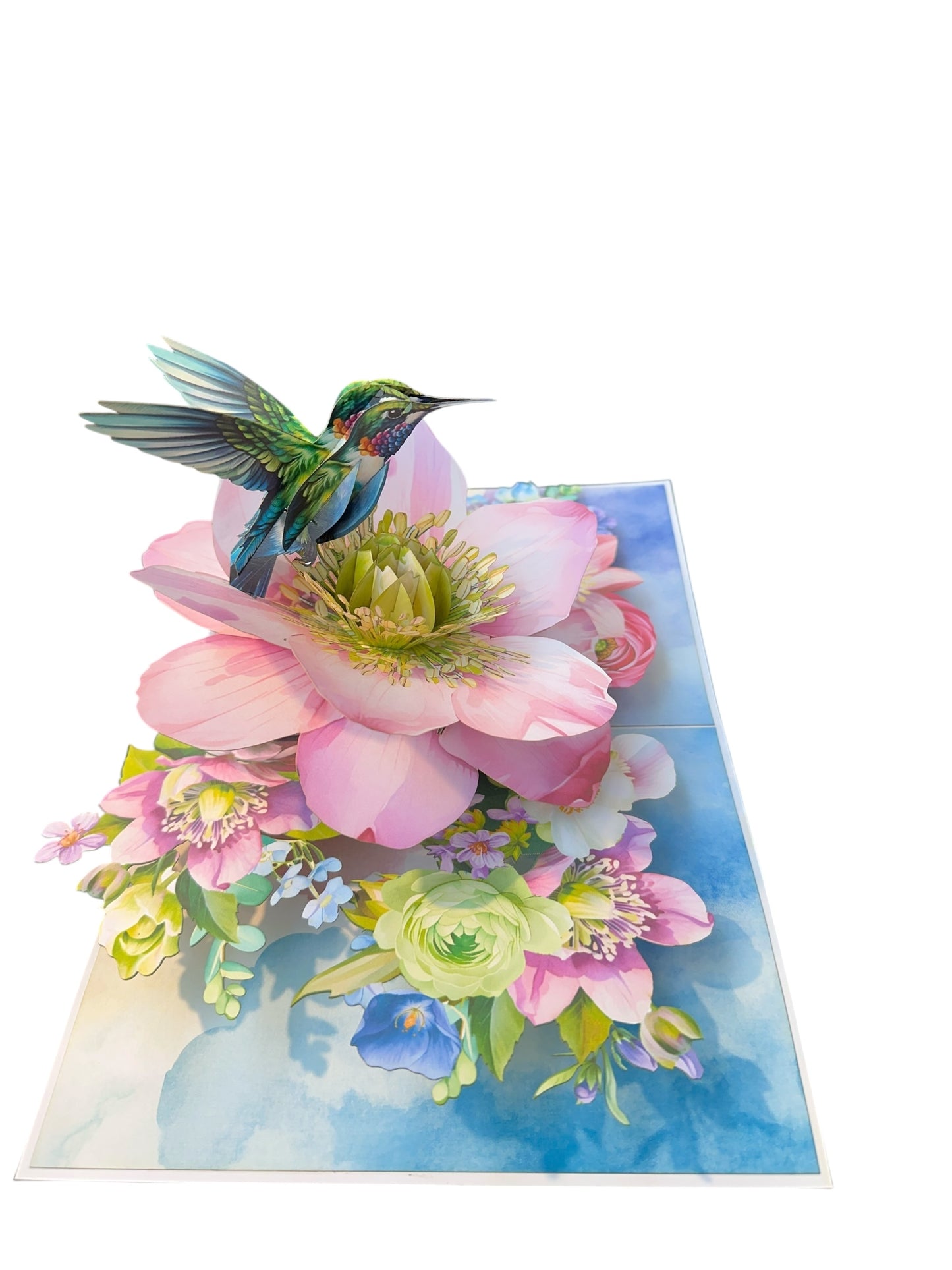 Hummingbird & Hellebore Flower Pop Up Card