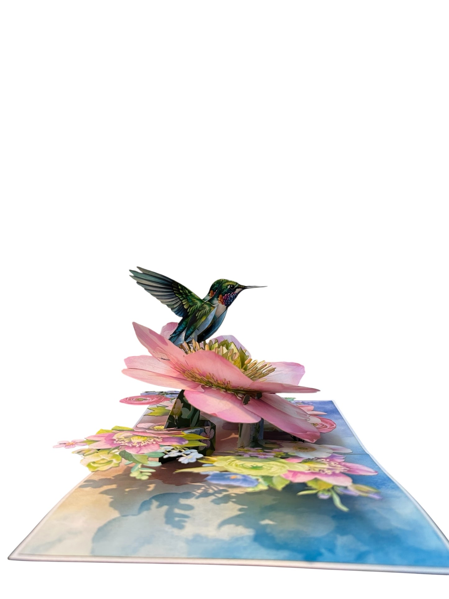 Hummingbird & Hellebore Flower Pop Up Card