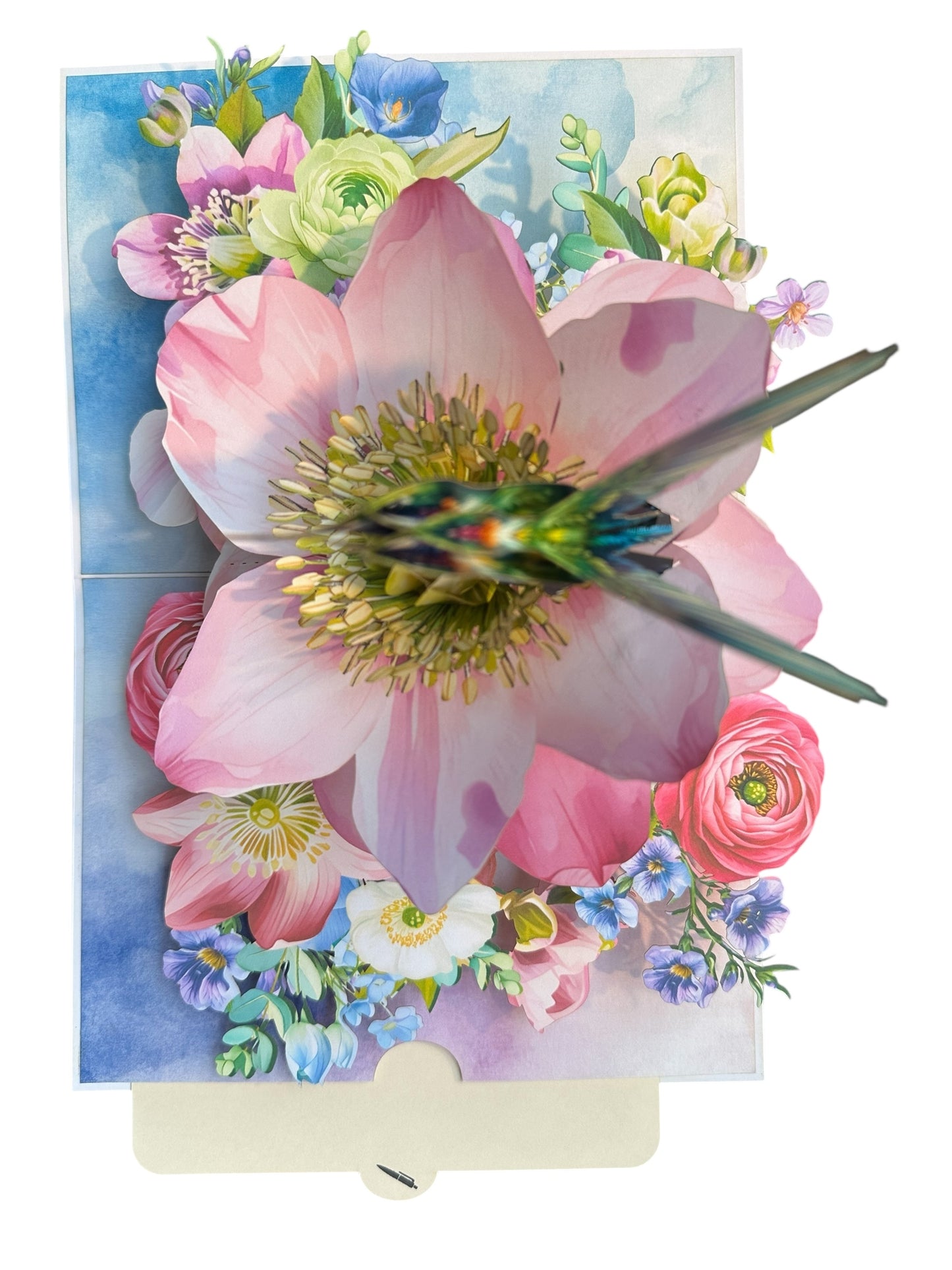Hummingbird & Hellebore Flower Pop Up Card