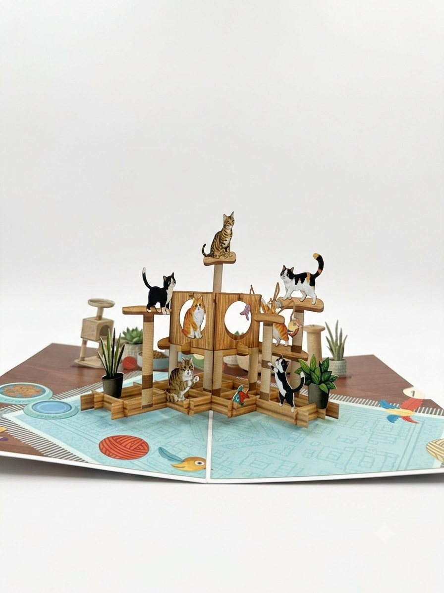 Cat House  Pop Up Card