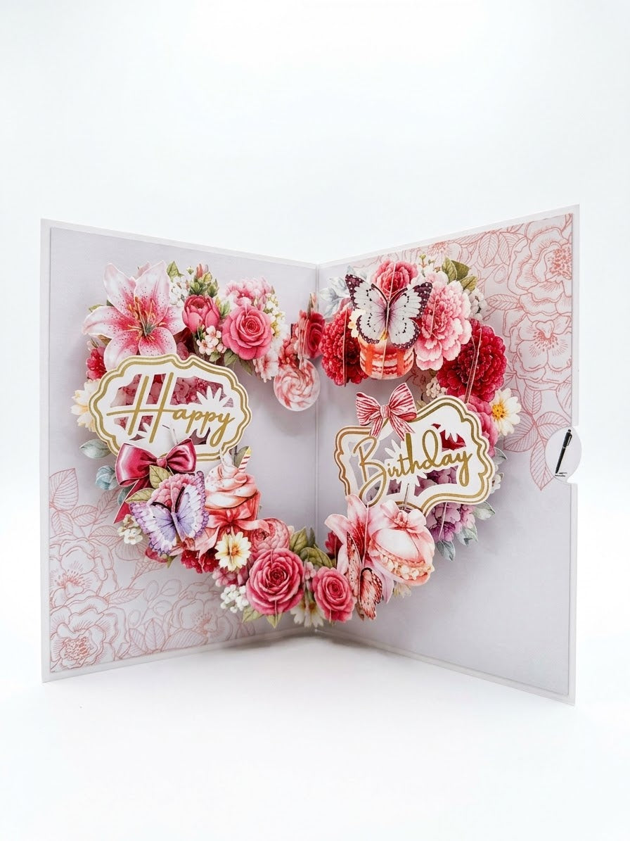 Happy Birthday Flower  Pop Up Card