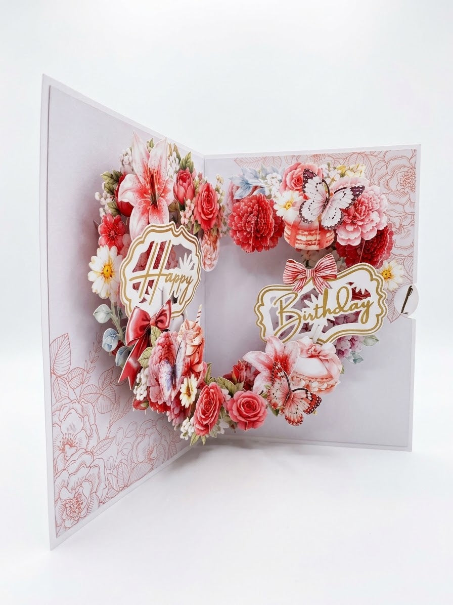 Happy Birthday Flower  Pop Up Card