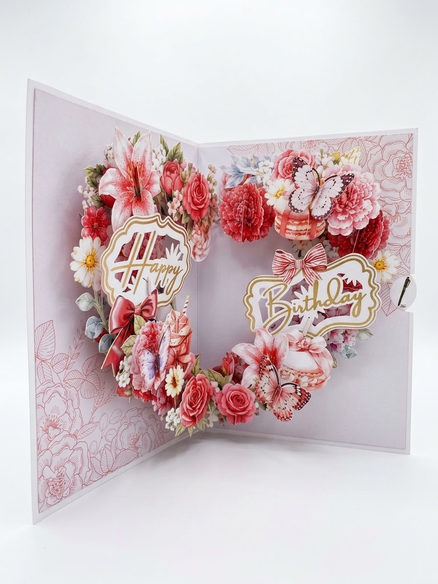 Happy Birthday Flower  Pop Up Card