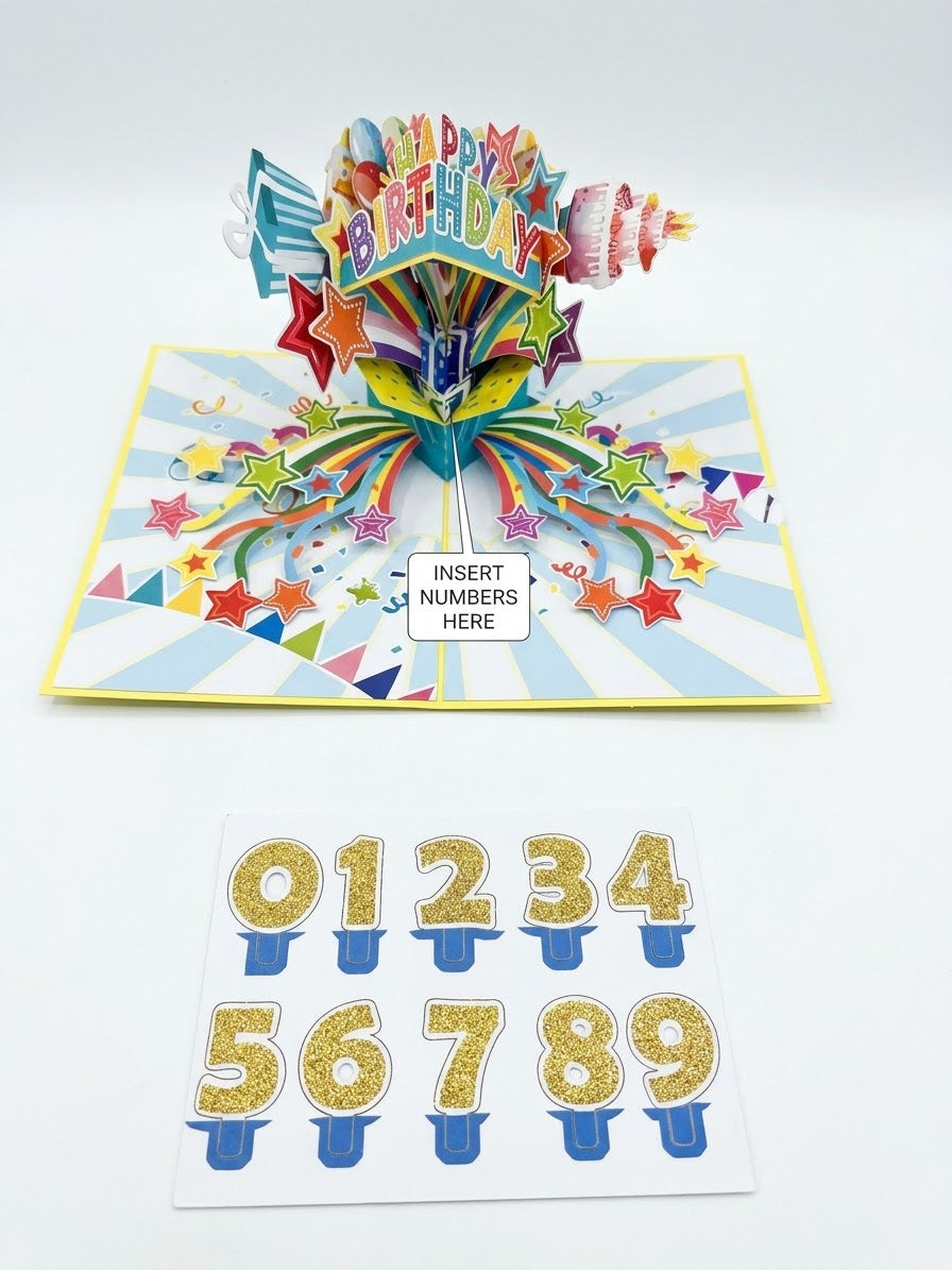Happy Birthday with numbers  Pop Up Card