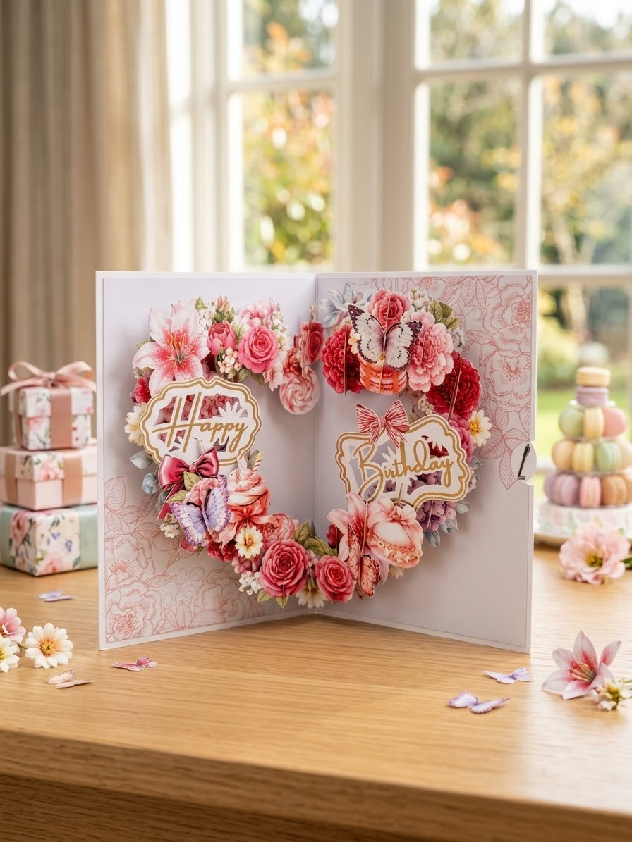 Happy Birthday Flower  Pop Up Card