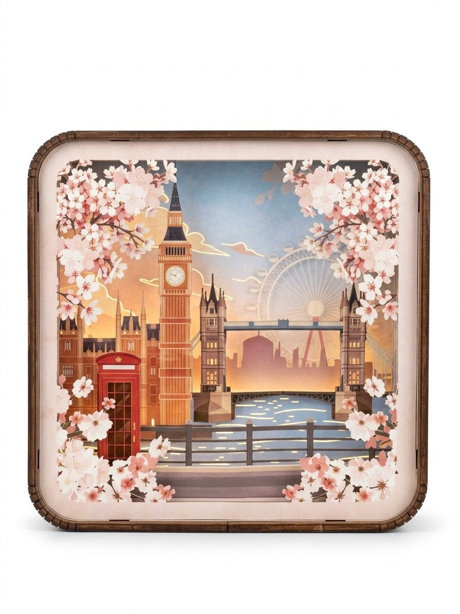 3D Paper Cut Light Box London Skyline,Powered by batteries