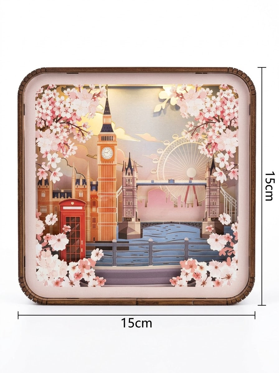 3D Paper Cut Light Box London Skyline,Powered by batteries