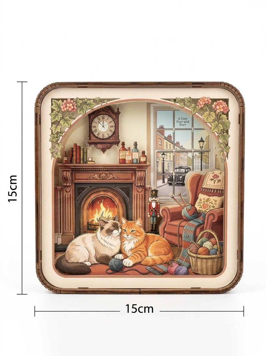 3D Papercraft Cat Light Box,Powered by batteries