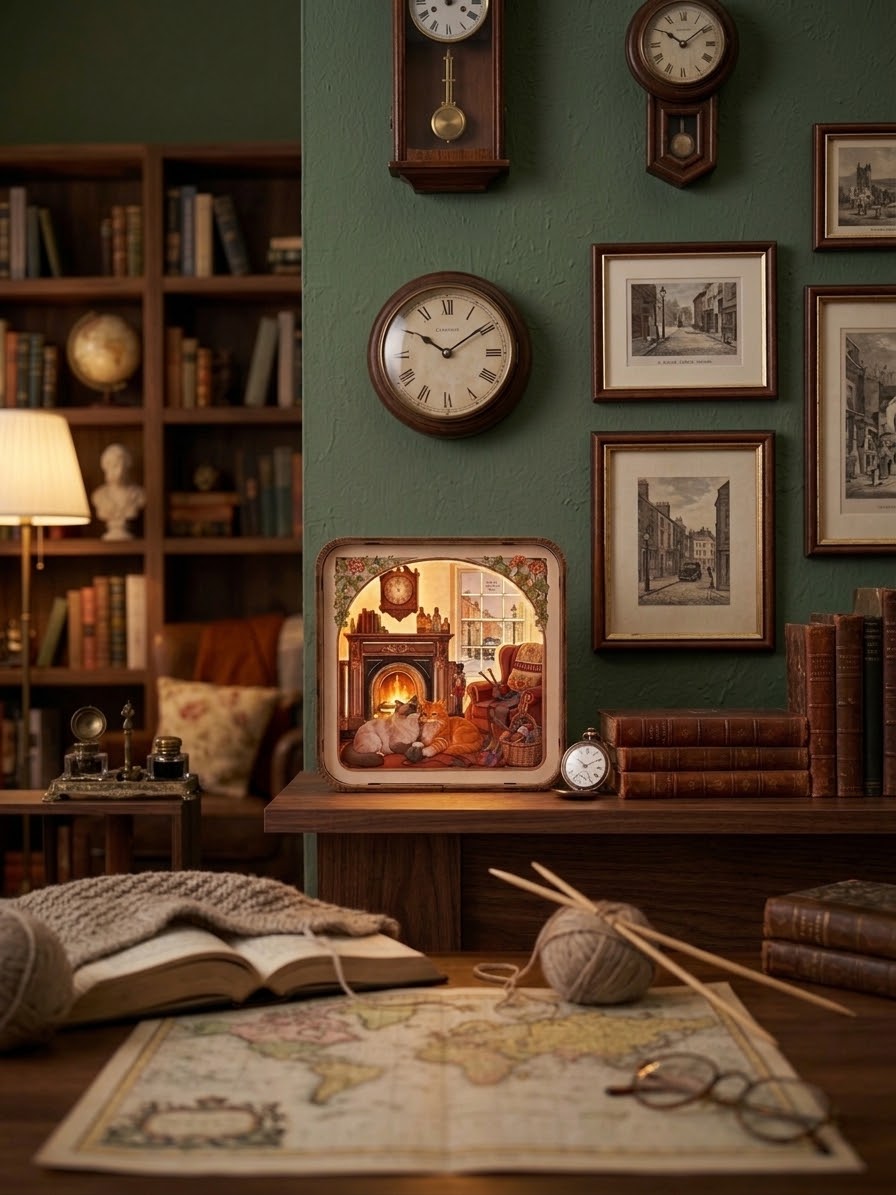 3D Papercraft Cat Light Box,Powered by batteries