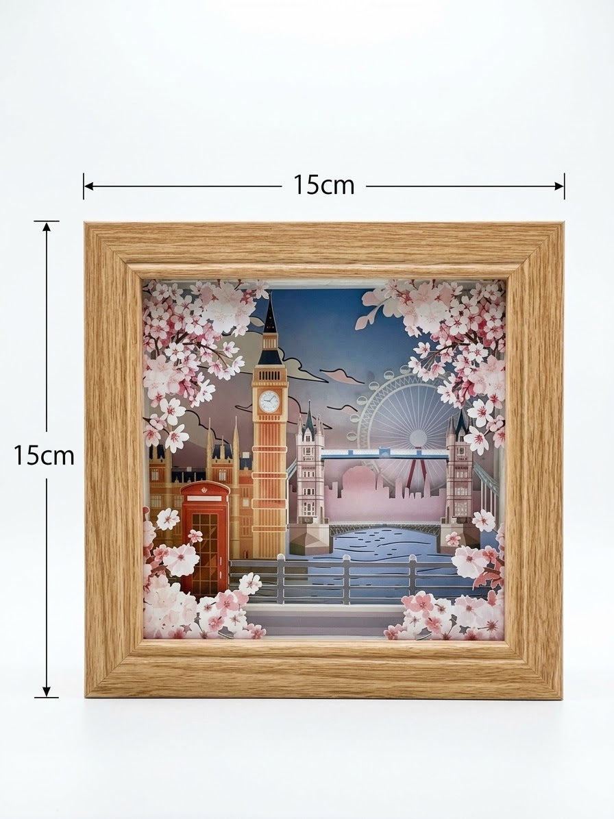 3D Paper Cut Light Box London Skyline,Rechargeable ， Cordless