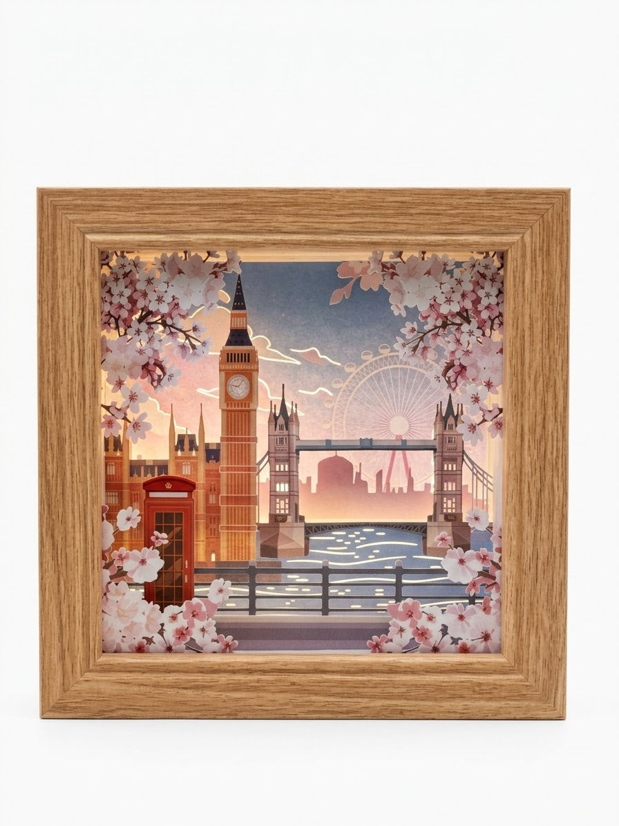3D Paper Cut Light Box London Skyline,Rechargeable ， Cordless
