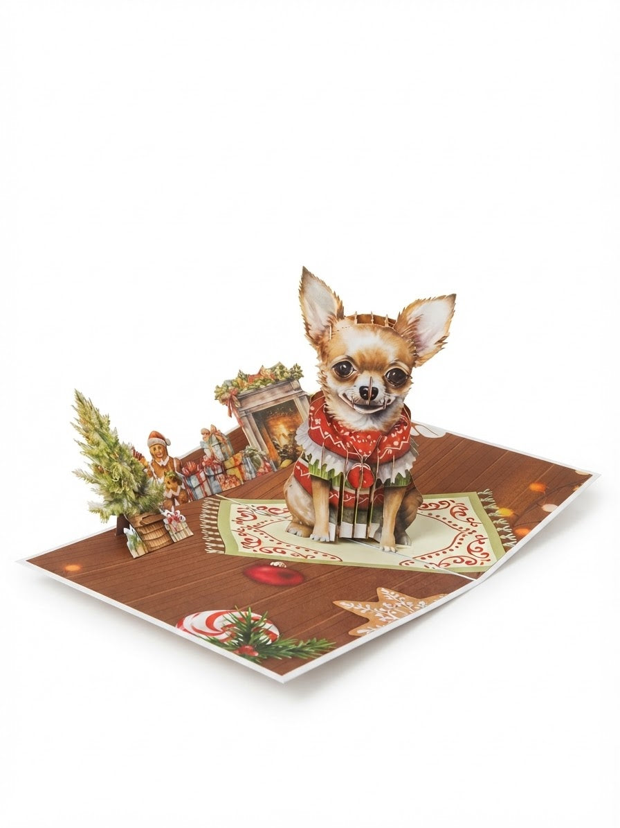 Chihuahua Christmas  Pop Up Card