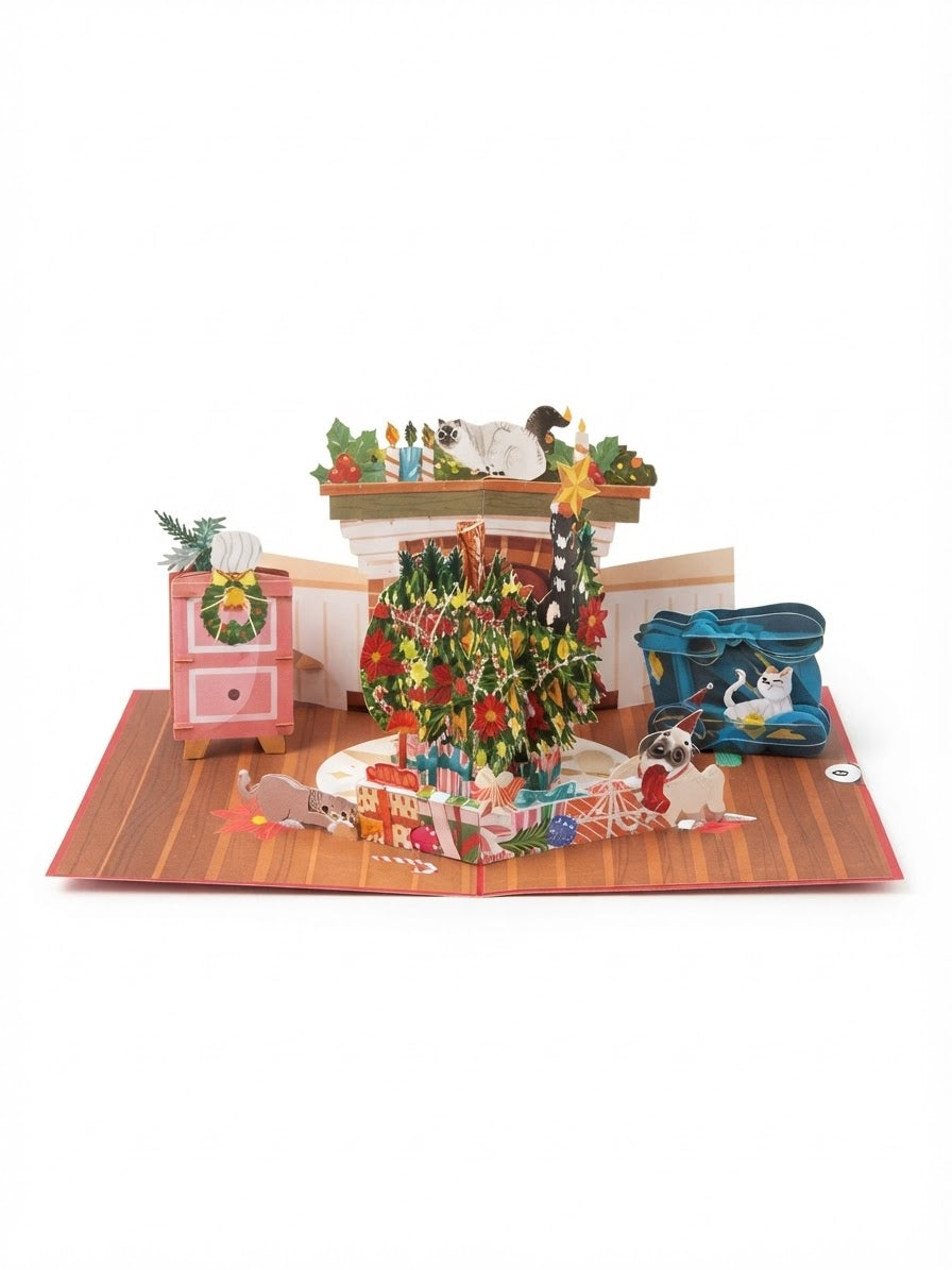 Messy Meowy Christmas  Pop Up Card