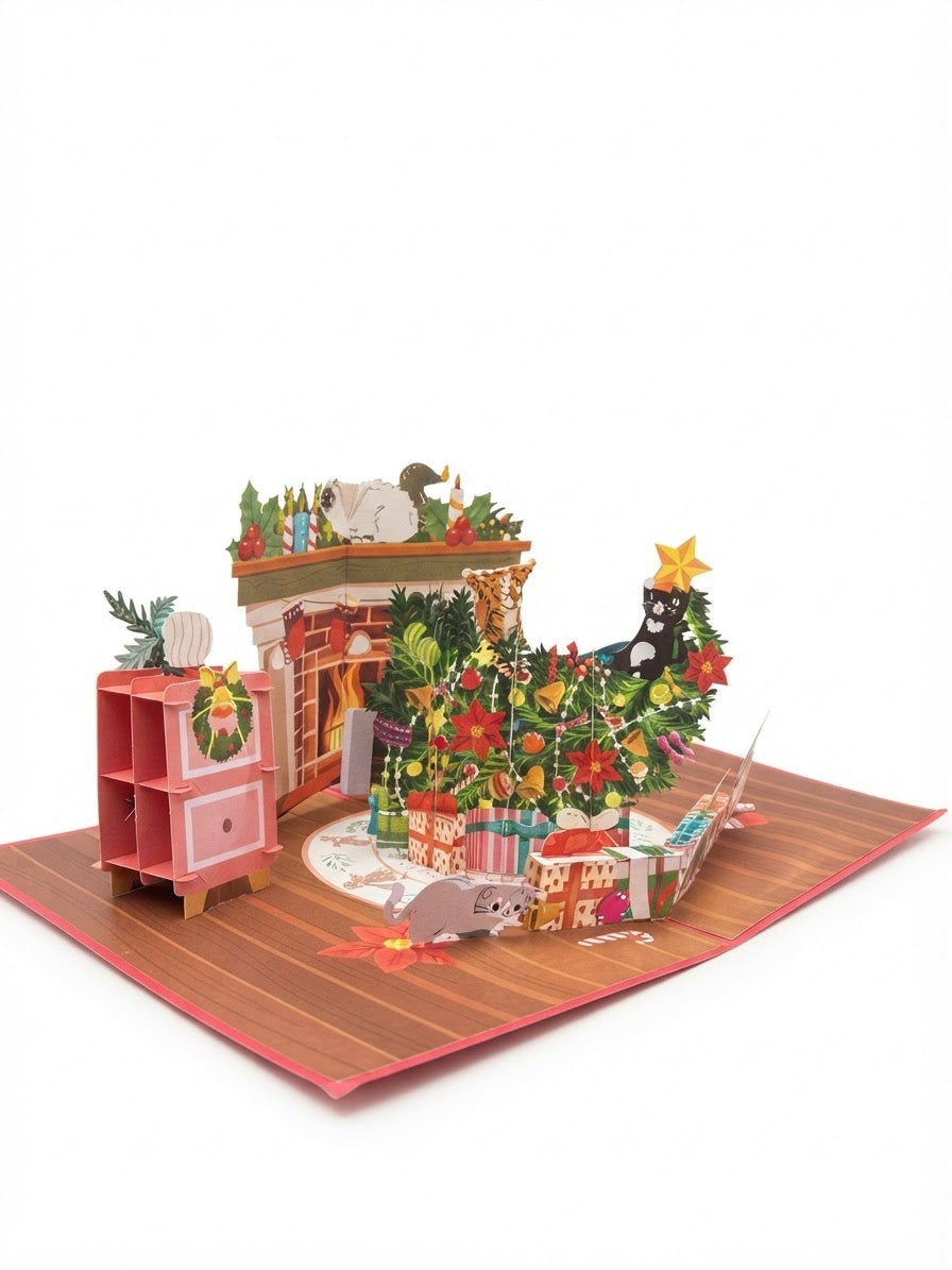 Messy Meowy Christmas  Pop Up Card