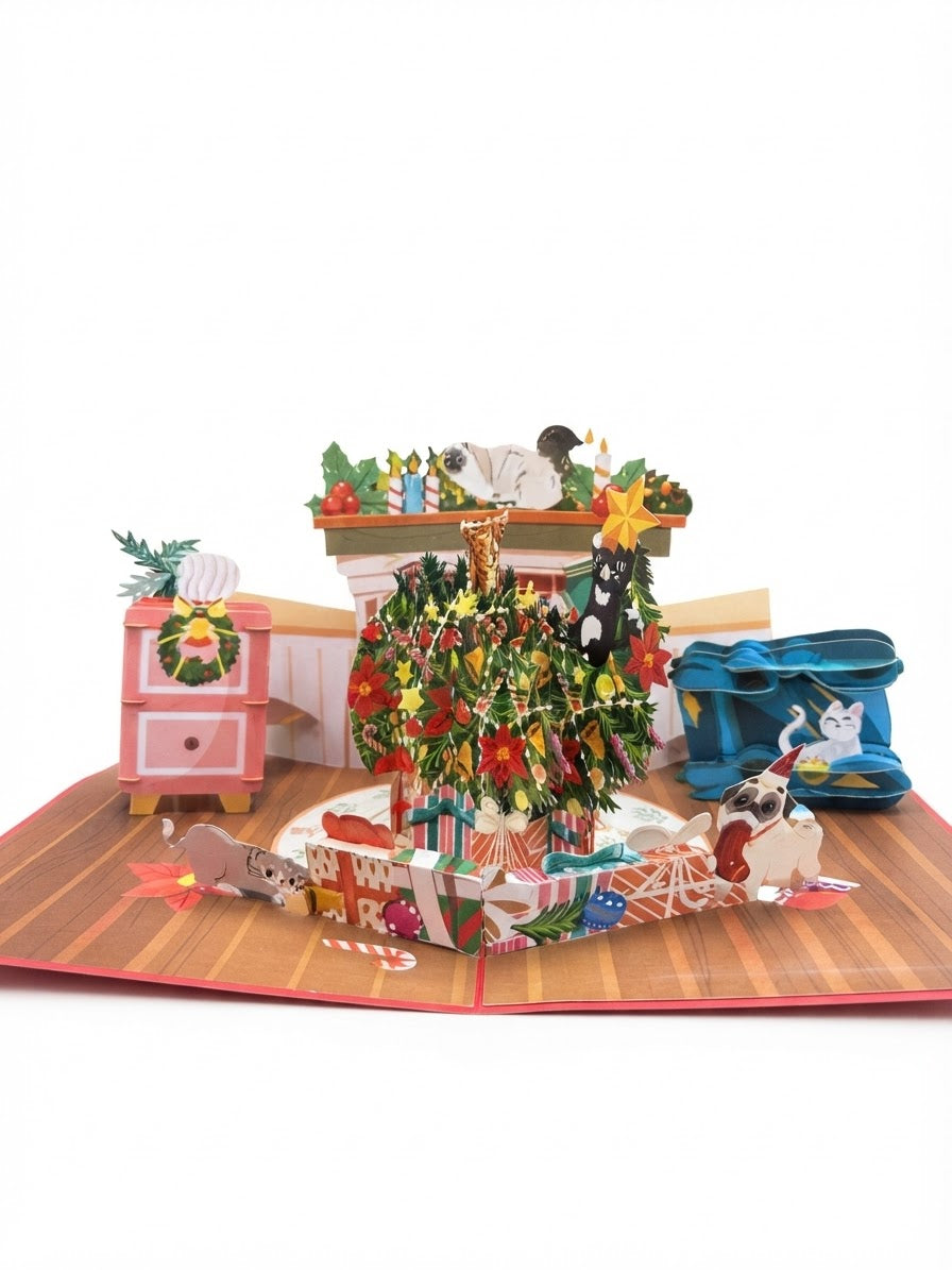 Messy Meowy Christmas  Pop Up Card