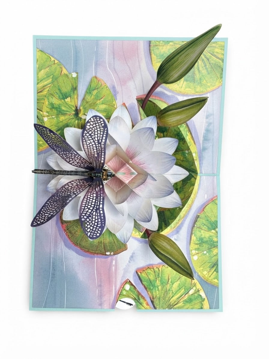 Dragonfly on Waterlily Pop Up Card