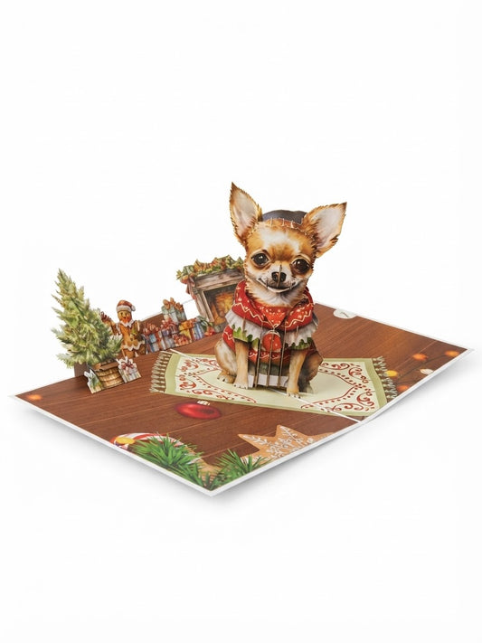 Chihuahua Christmas  Pop Up Card