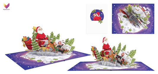 Santa 's Dog Walk Pop Up Cards