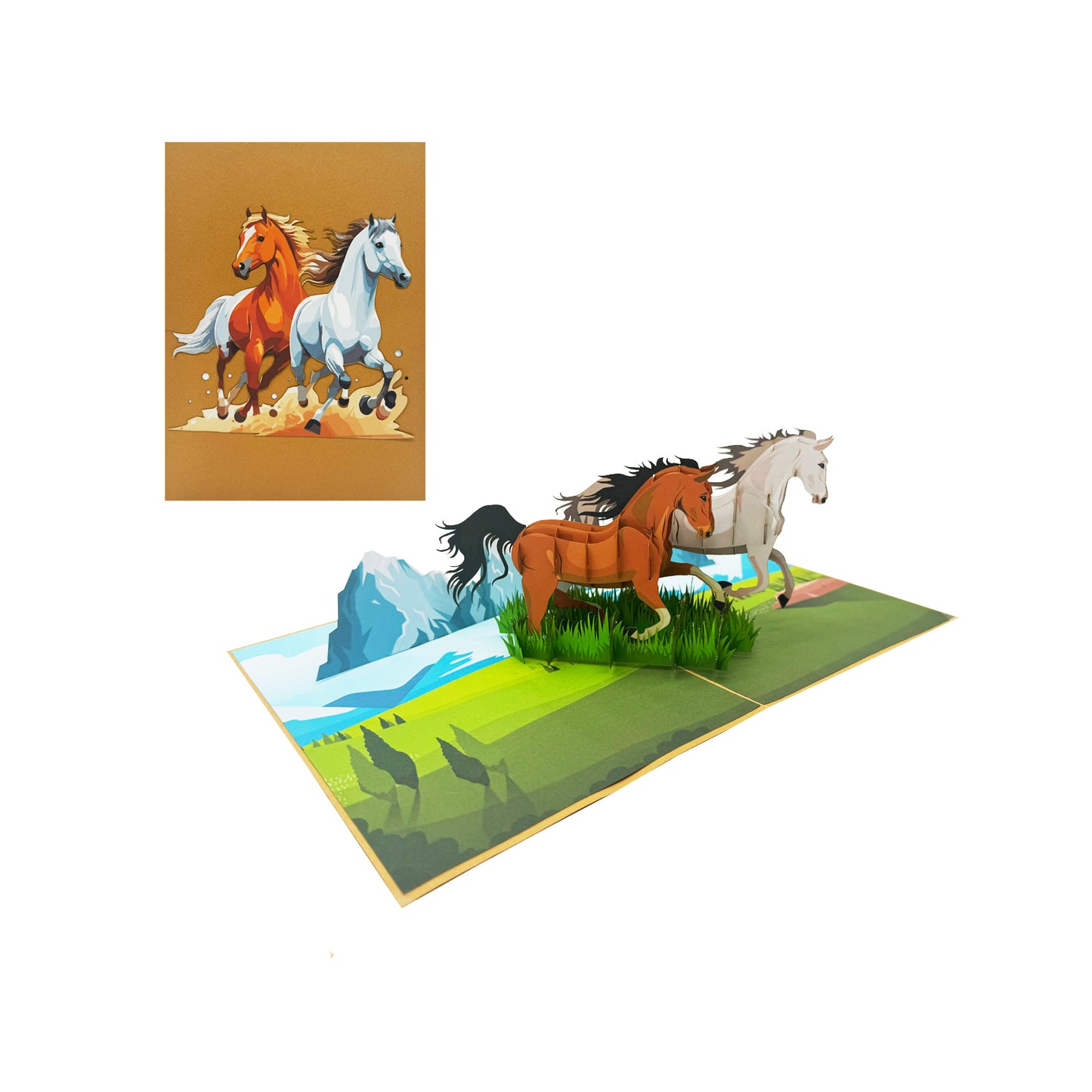 Horses Pop Up Card