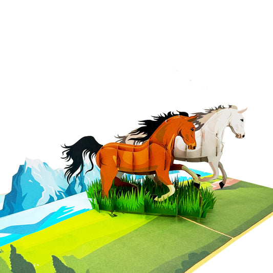 Horses Pop Up Card