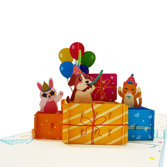 Happy Birthday Dogs & Cats Pop Up Card