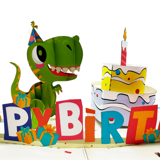 Birthday T-rex Pop Up Card