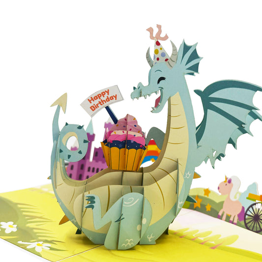Cute Dragon Birthday  Pop Up Card