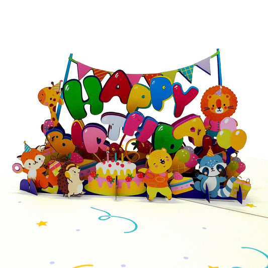 Happy Birthday Animals Pop Up Card