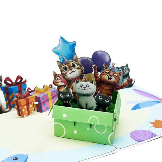 Kittens Birthday Party Pop-up Card