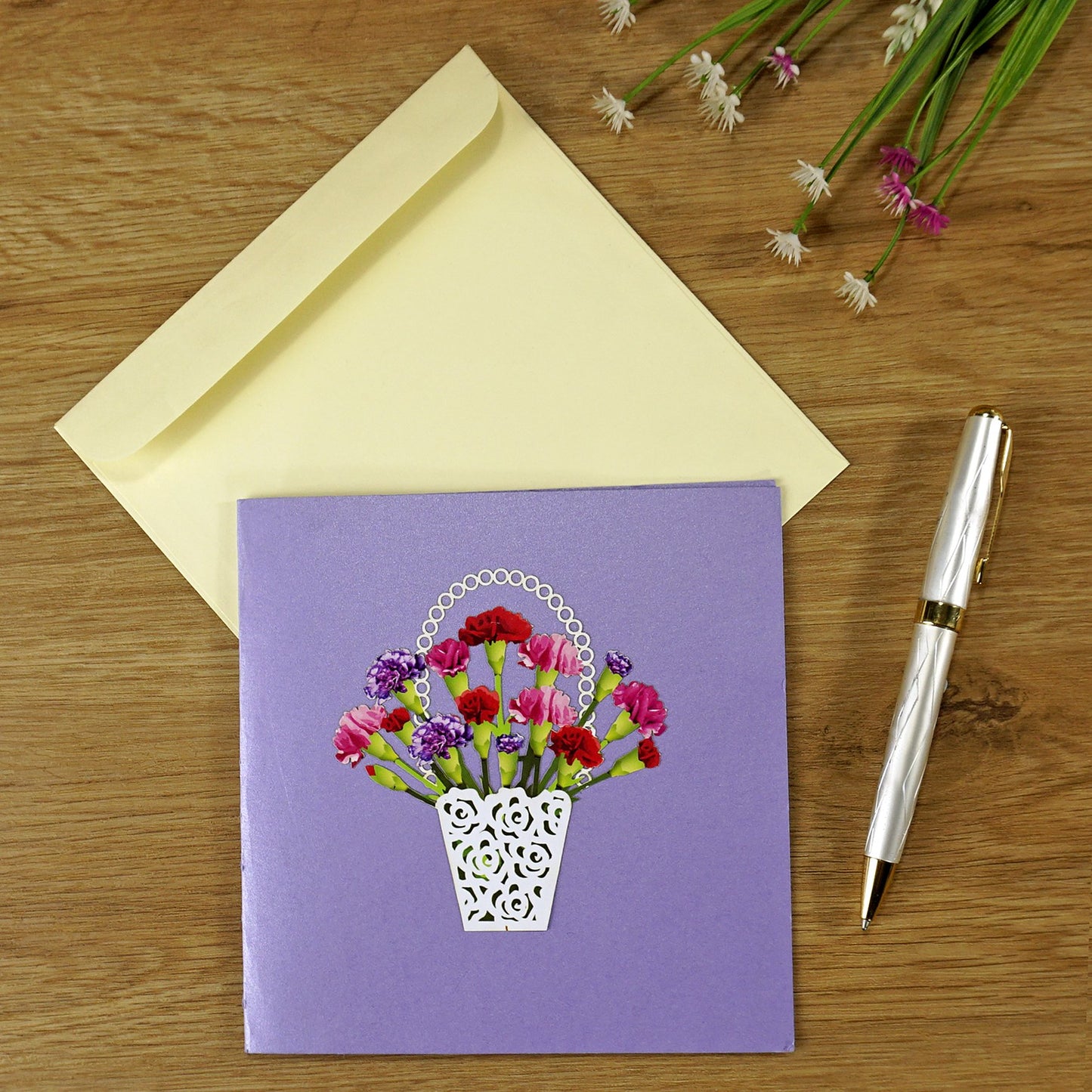 Carnation Basket Pop Up Cards