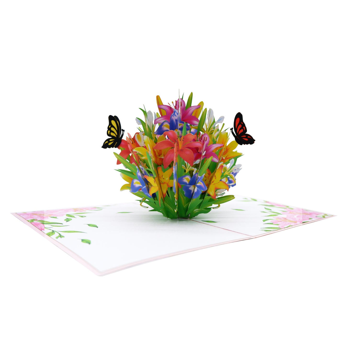 Colorful Lily Flowers Pop Up Card