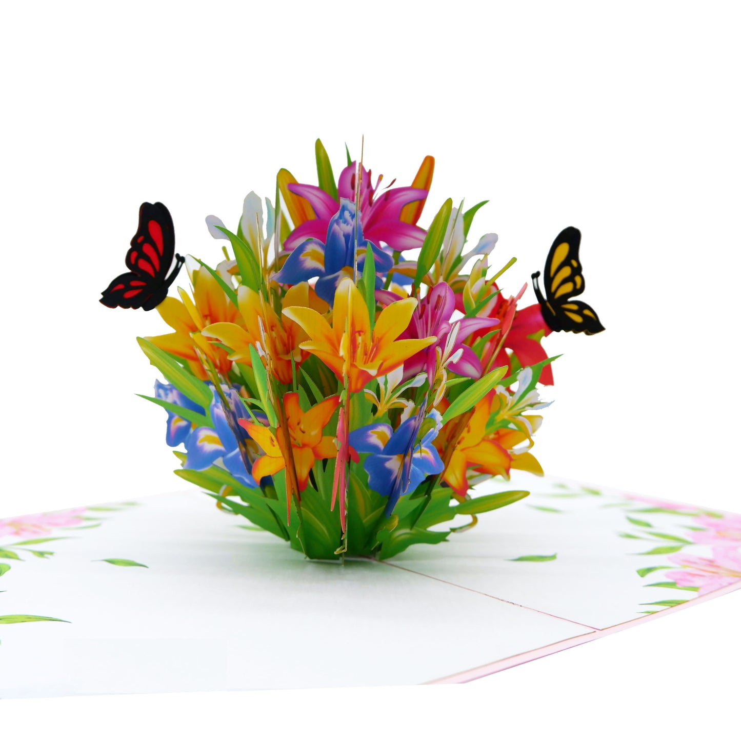 Colorful Lily Flowers Pop Up Card