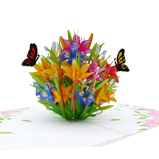 Colorful Lily Flowers Pop Up Card