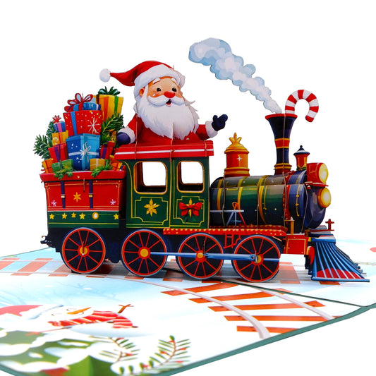 Santa Train  Xmas  Pop-Up Card