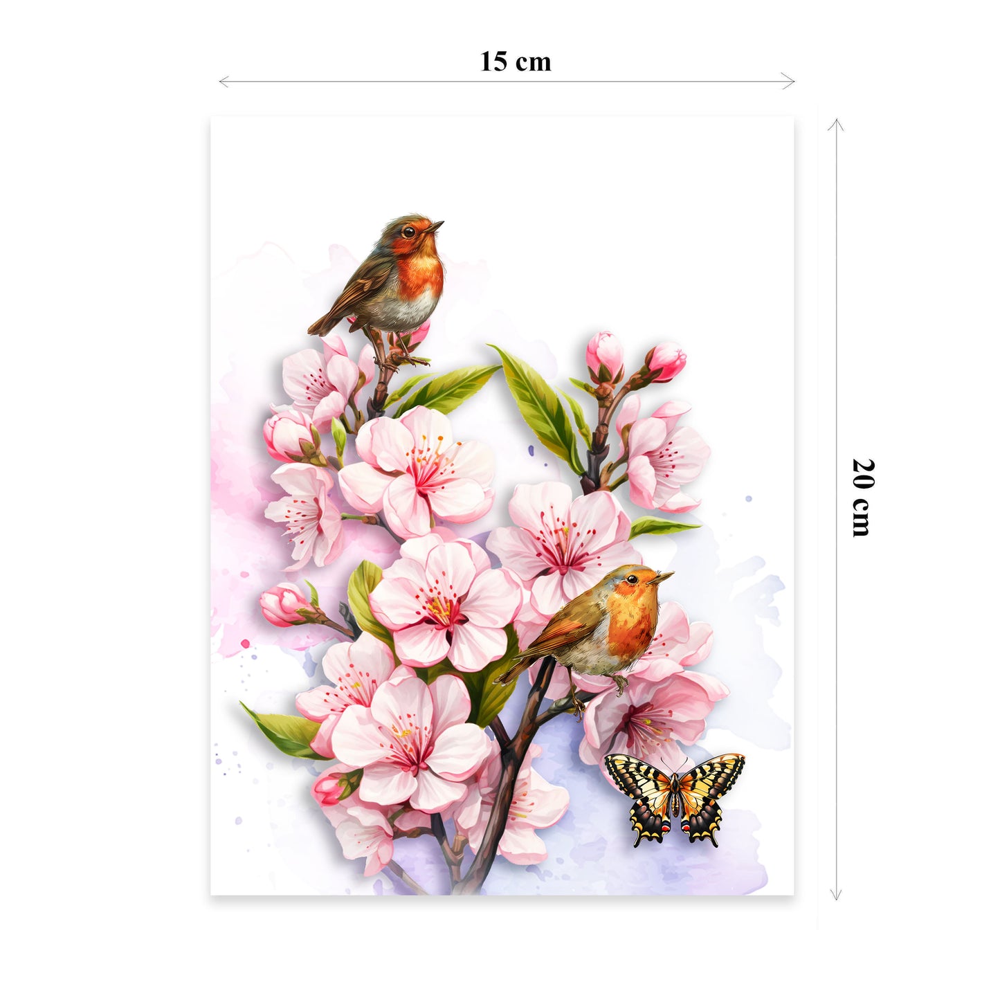 Cherry Blossom & Robin Birds Pop Up Card