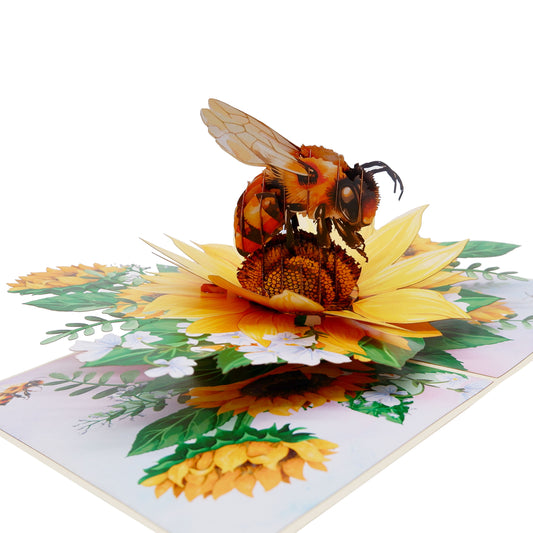 Bee Sunflower Flowers Pop Up Card