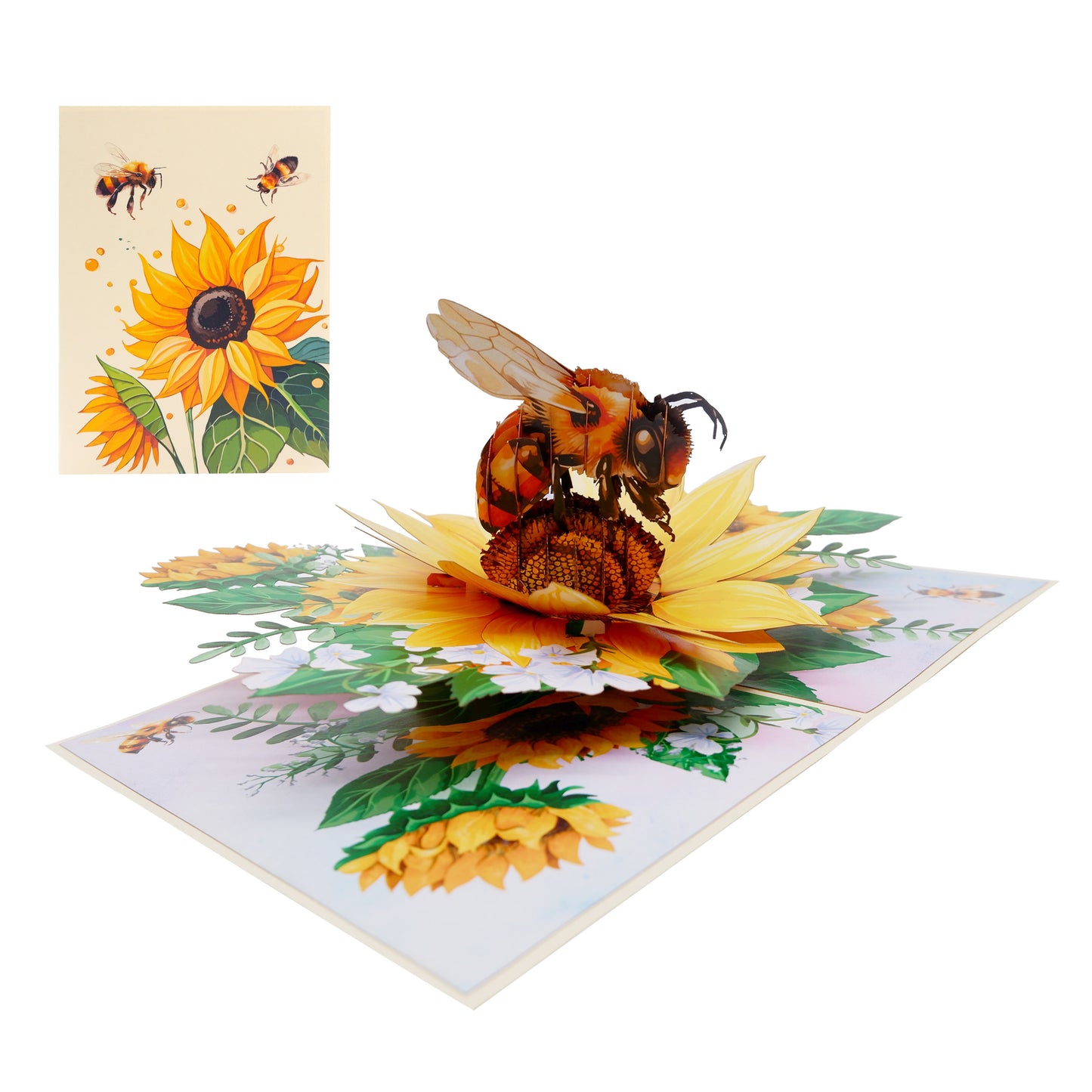 Bee Sunflower Flowers Pop Up Card