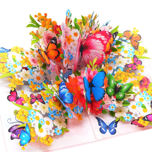 Flowers Butterflies Pop Up Card