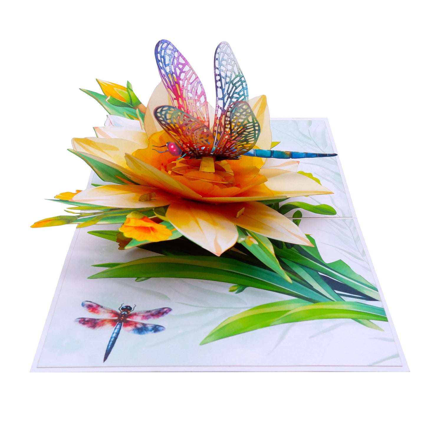 Yellow Daffodils Dragonfly Pop Up Card