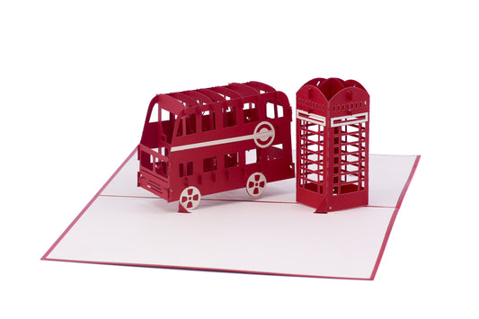 London bus and phone booth Pop Up Cards