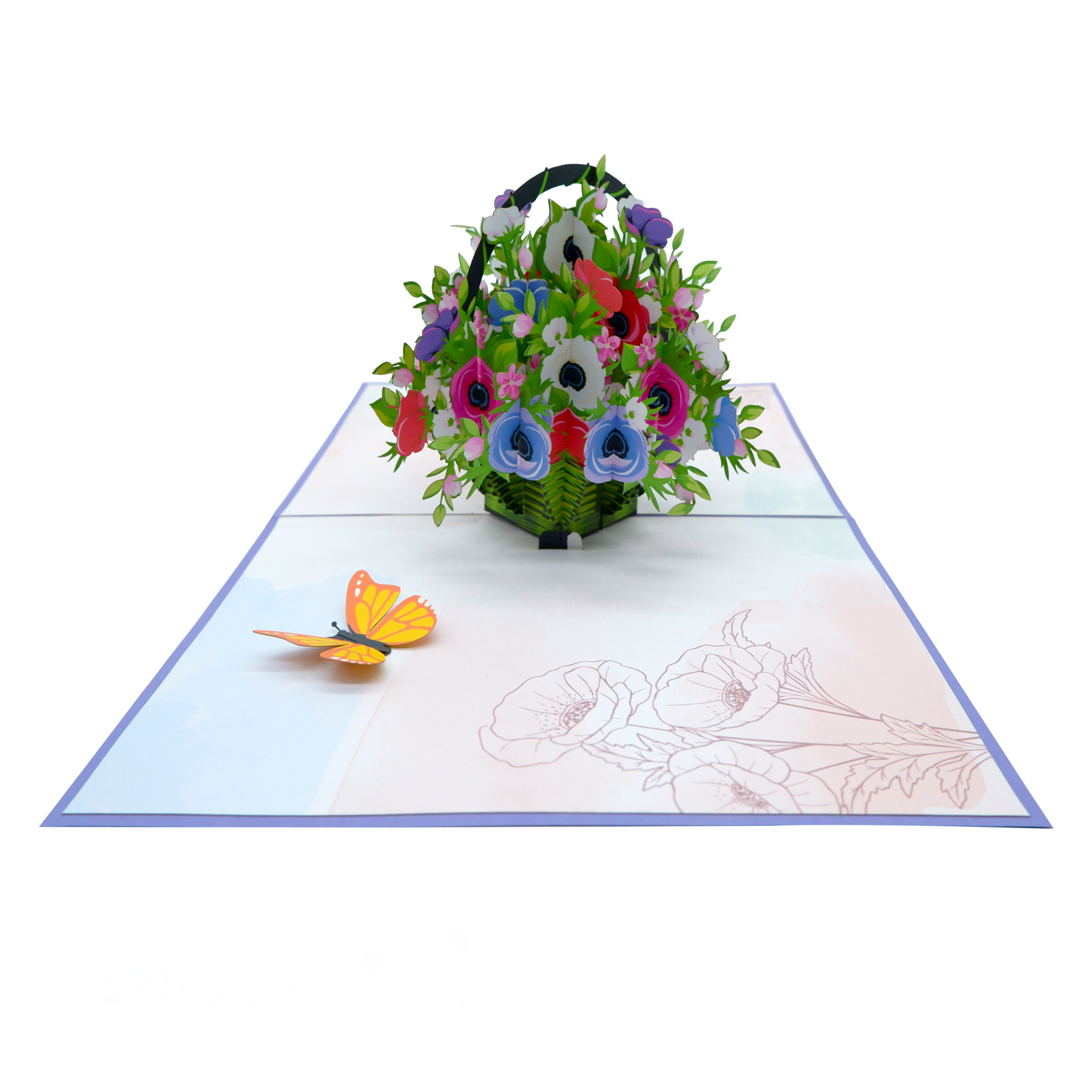 Poppin Flowers Basket  Pop Up Cards