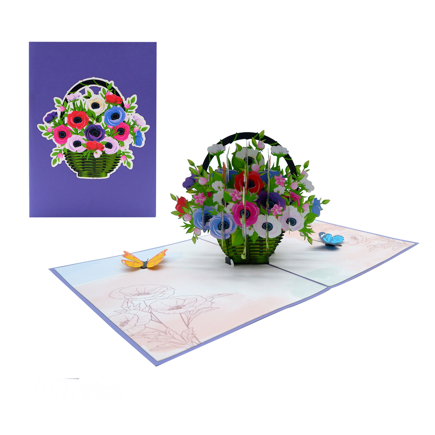 Poppin Flowers Basket  Pop Up Cards