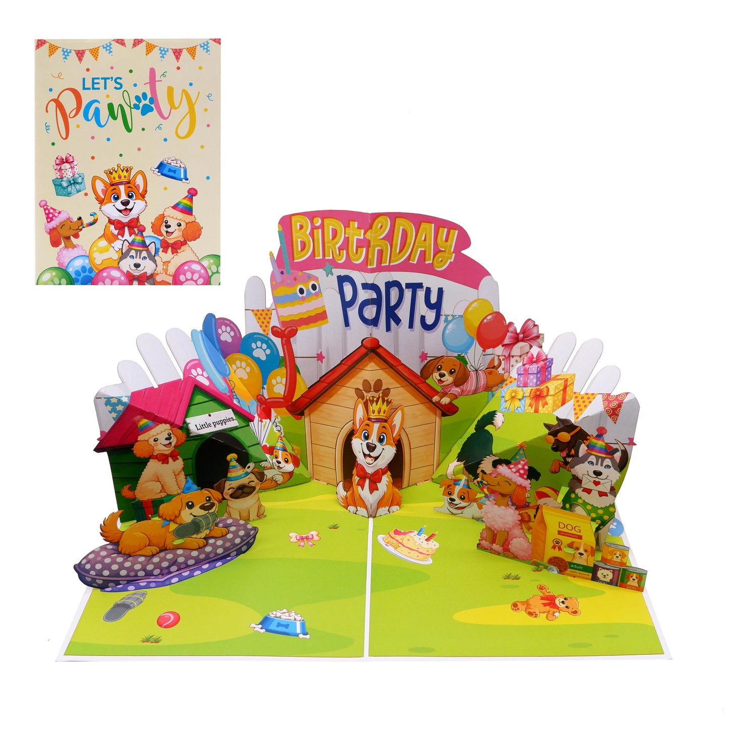 Dog Birthday Party House Pop Up Card